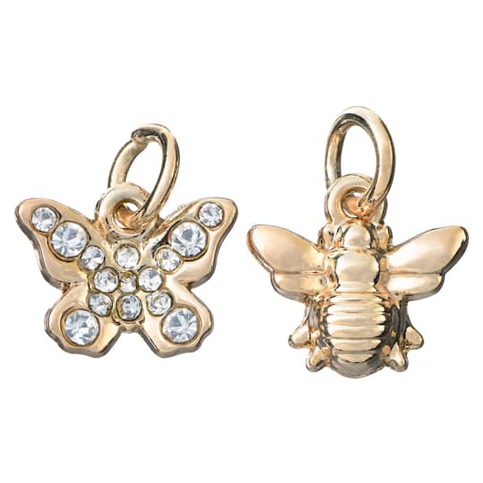 Charmalong&#x2122; 14K Gold Butterfly &#x26; Bee Charms by Bead Landing&#x2122;